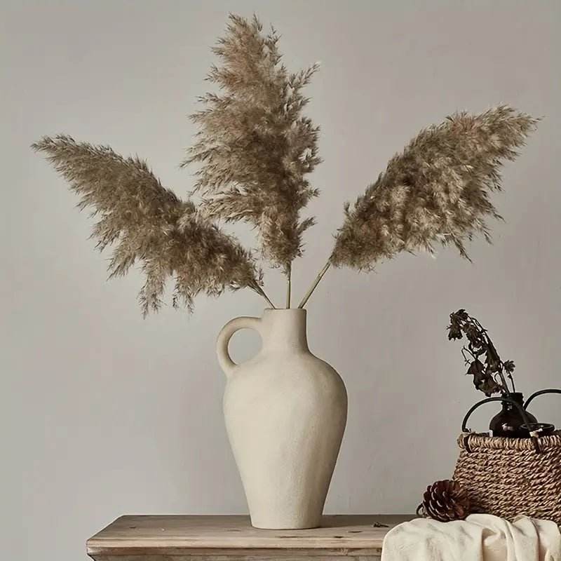 1pc Ceramic Rustic Farmhouse Vase With Handle - Urban Lifestyle Furniture