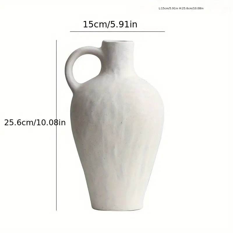 1pc Ceramic Rustic Farmhouse Vase With Handle - Urban Lifestyle Furniture