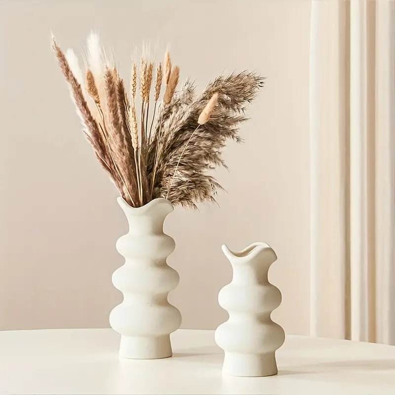 2pcs Ceramic Off White Round Vase - Urban Lifestyle Furniture