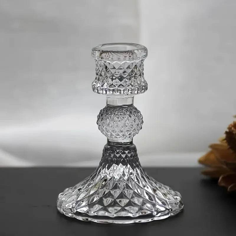 2pcs/set Clear Crystal Candle Holders - Urban Lifestyle Furniture
