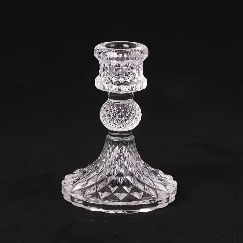 2pcs/set Clear Crystal Candle Holders - Urban Lifestyle Furniture