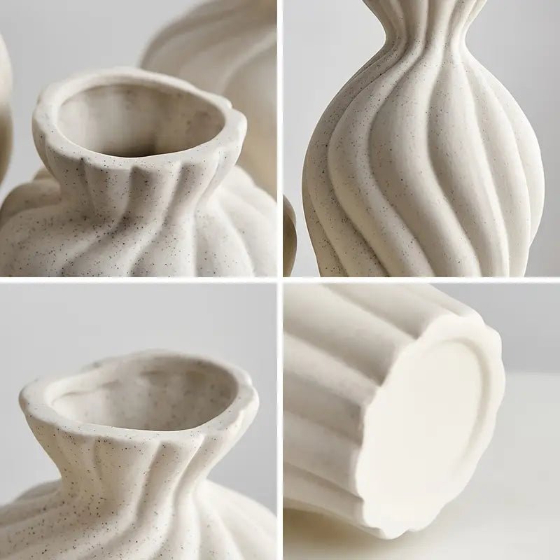 3pcs Elegant White Ceramic Vase Set - Urban Lifestyle Furniture Trading LLC