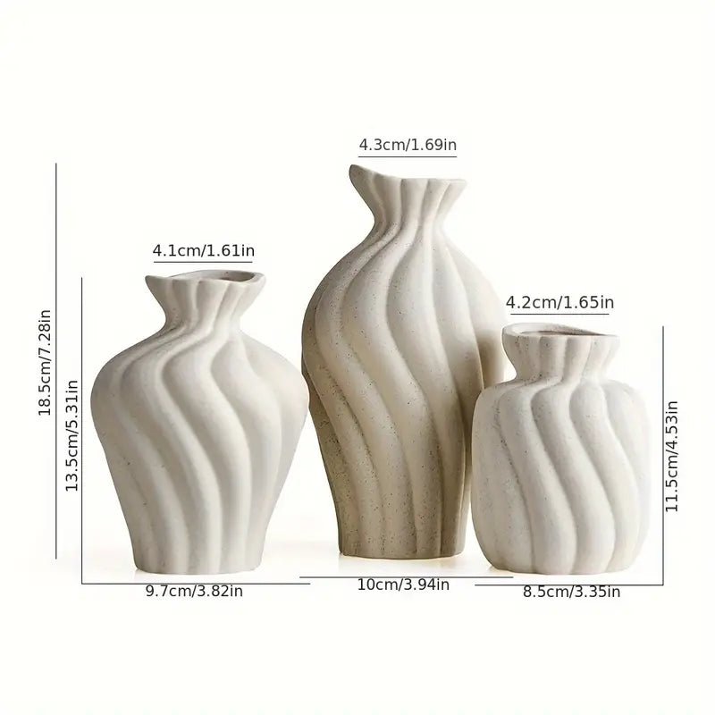 3pcs Elegant White Ceramic Vase Set - Urban Lifestyle Furniture Trading LLC
