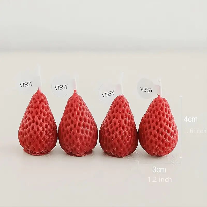4packs Strawberry Shaped Scented Candles - 75G Fruit Aroma Soy Wax - Urban Lifestyle Furniture Trading LLC