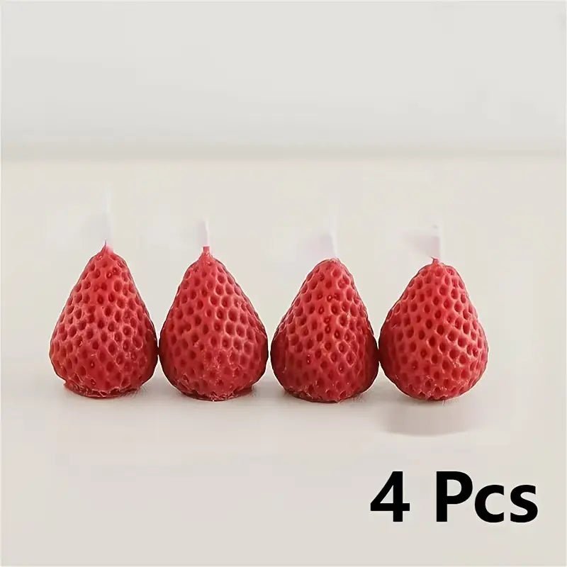 4packs Strawberry Shaped Scented Candles - 75G Fruit Aroma Soy Wax - Urban Lifestyle Furniture Trading LLC
