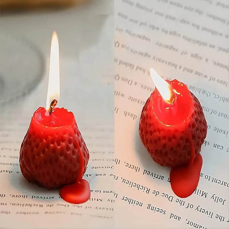 4packs Strawberry Shaped Scented Candles - 75G Fruit Aroma Soy Wax - Urban Lifestyle Furniture