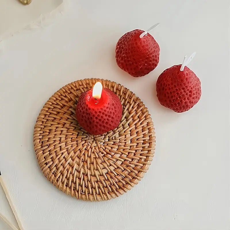 4packs Strawberry Shaped Scented Candles - 75G Fruit Aroma Soy Wax - Urban Lifestyle Furniture Trading LLC