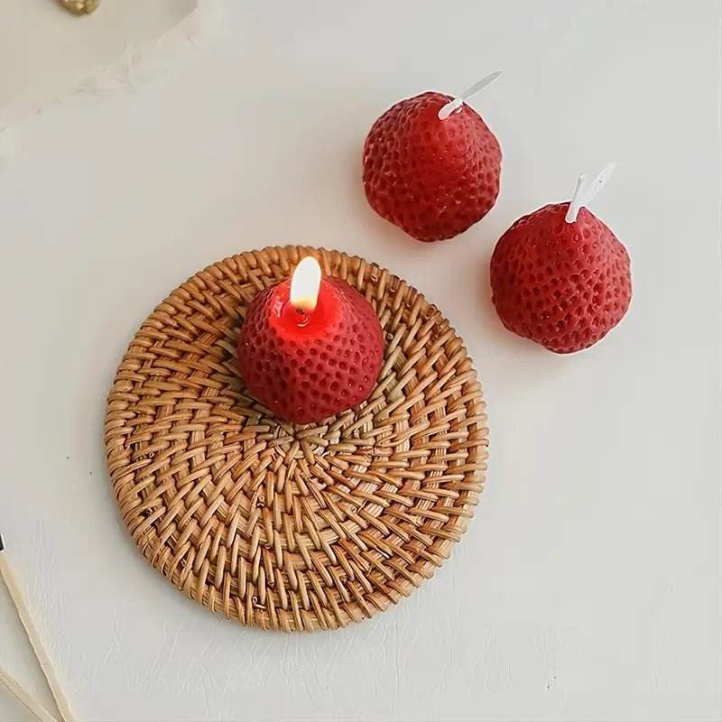 4packs Strawberry Shaped Scented Candles - 75G Fruit Aroma Soy Wax - Urban Lifestyle Furniture