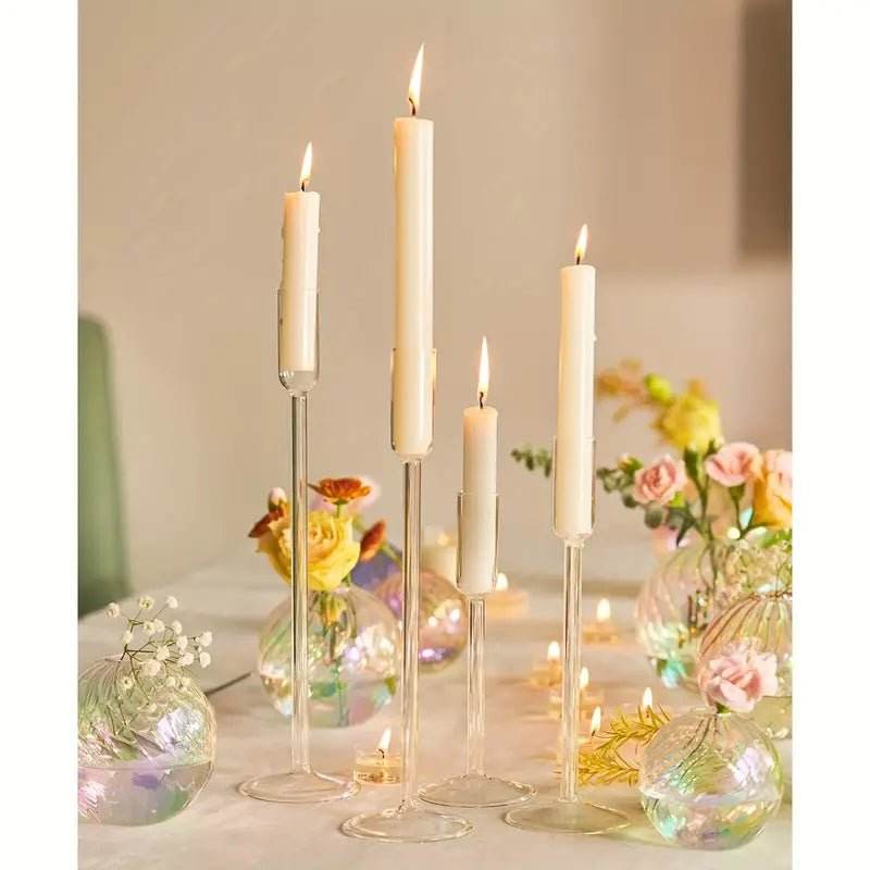4pcs Candlestick Holders Glass - Urban Lifestyle Furniture