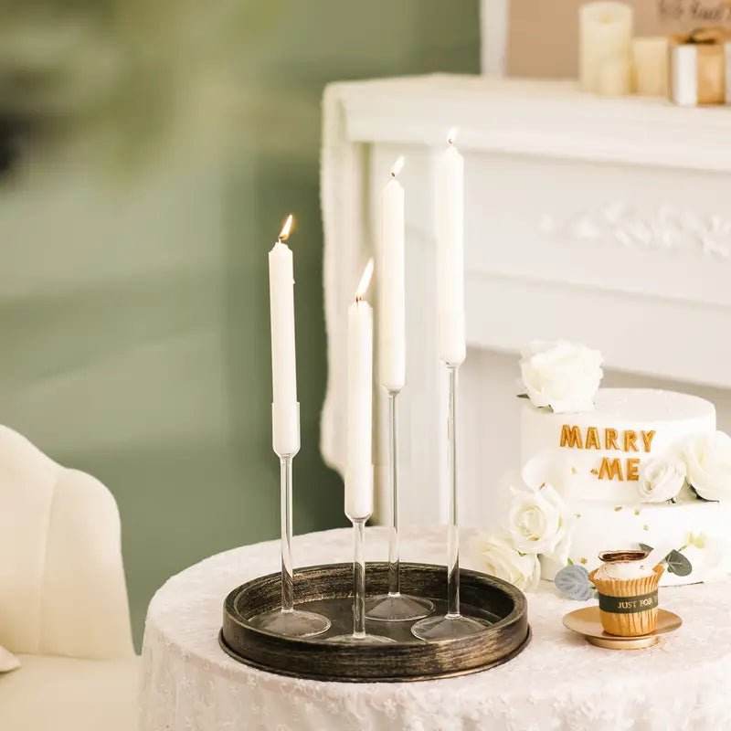 4pcs Candlestick Holders Glass - Urban Lifestyle Furniture