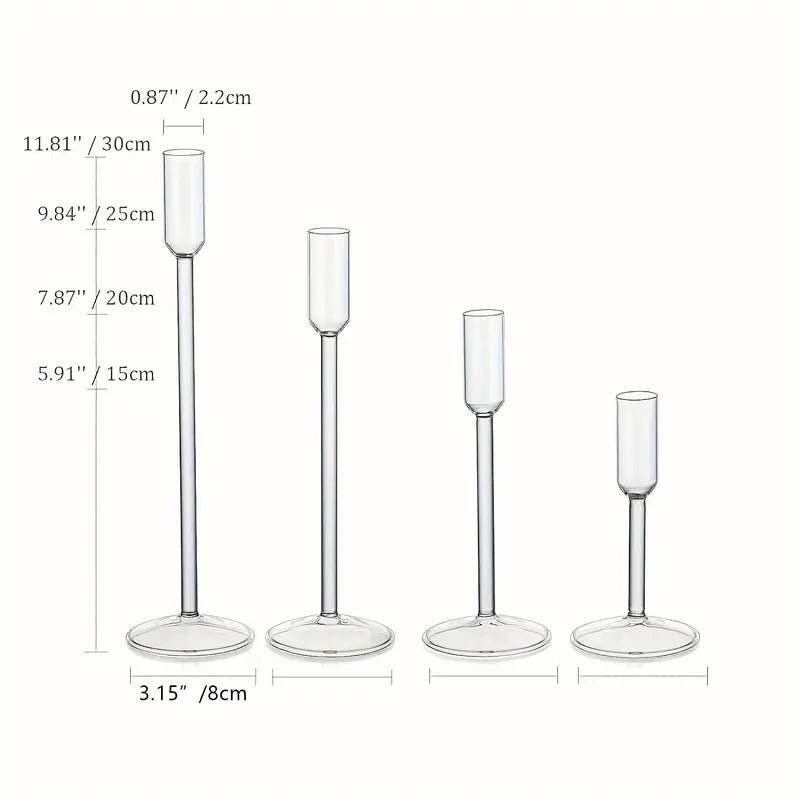 4pcs Candlestick Holders Glass - Urban Lifestyle Furniture