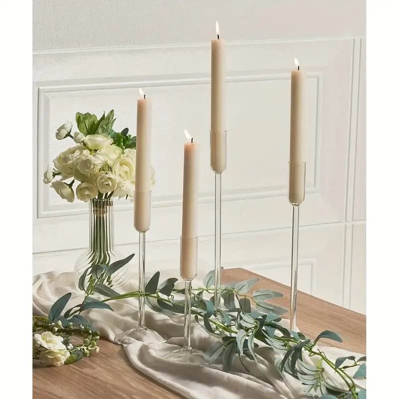 4pcs Candlestick Holders Glass - Urban Lifestyle Furniture