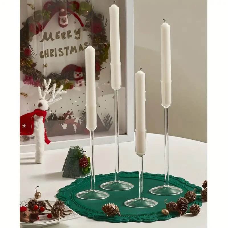 4pcs Candlestick Holders Glass - Urban Lifestyle Furniture