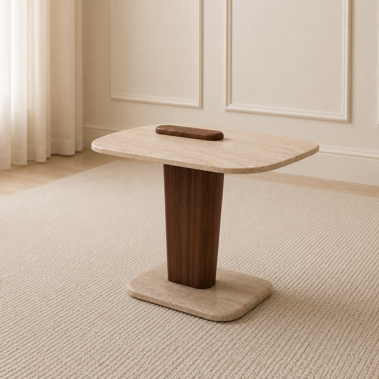 Mondo Coffee Table Set Walnut Travertine
