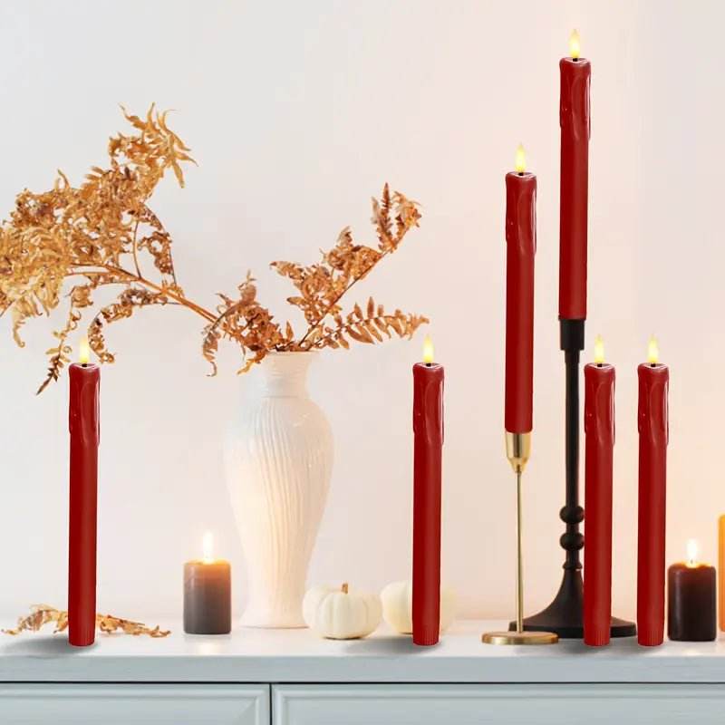 6 PCS Flameless 3D touch true wax Candle Romantic Red - Urban Lifestyle Furniture