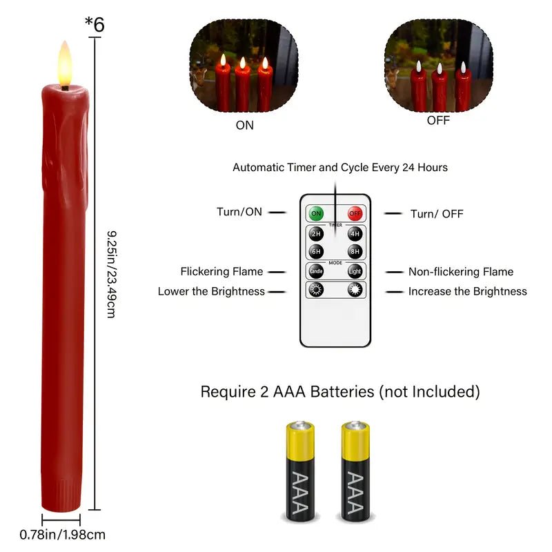 6 PCS Flameless 3D touch true wax Candle Romantic Red - Urban Lifestyle Furniture Trading LLC