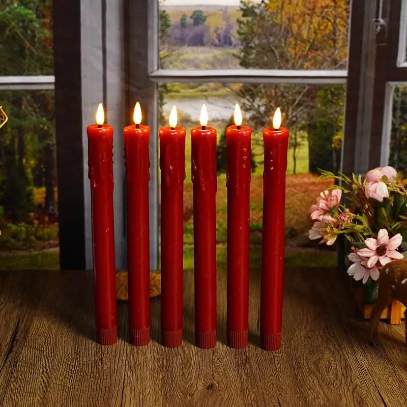 6 PCS Flameless 3D touch true wax Candle Romantic Red - Urban Lifestyle Furniture