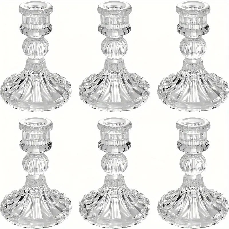 6pcs Tapered Glass Candle Holders - Urban Lifestyle Furniture Trading LLC