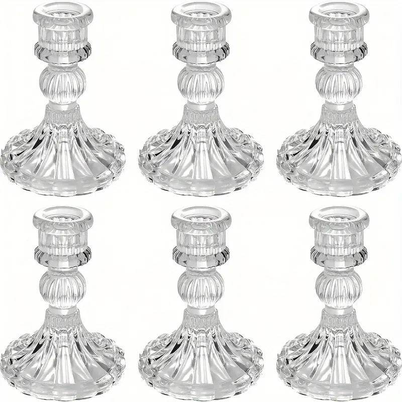 6pcs Tapered Glass Candle Holders - Urban Lifestyle Furniture