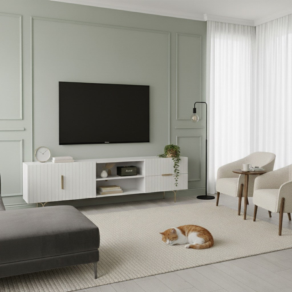 Carter Tv Unit White 200cm - Urban Lifestyle Furniture