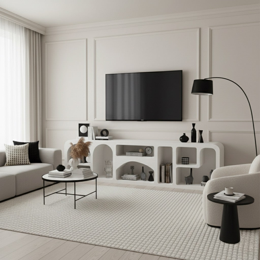 Cave Tv Unit White 200cm - Urban Lifestyle Furniture