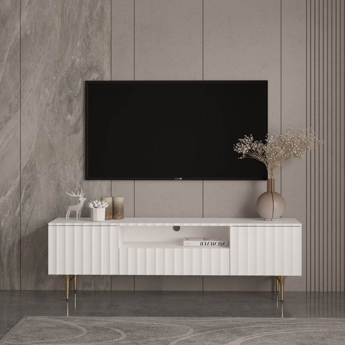 Flute Tv Unit White 200cm - Urban Lifestyle Furniture