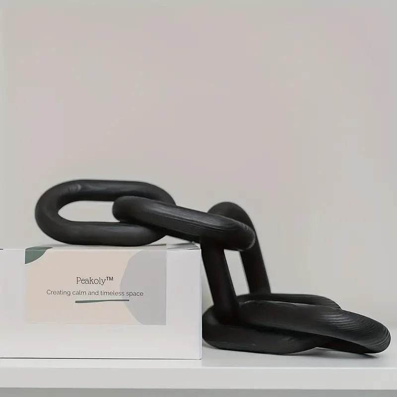 Handcrafted Boho-Chic Wooden Chain Link Decor Black - Urban Lifestyle Furniture