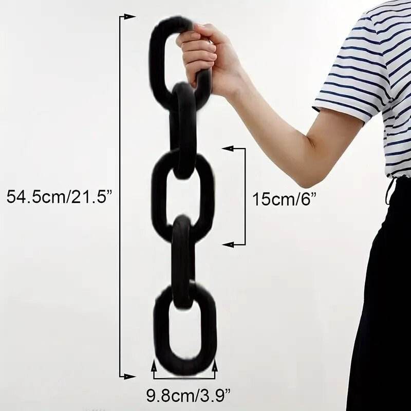 Handcrafted Boho-Chic Wooden Chain Link Decor Black - Urban Lifestyle Furniture