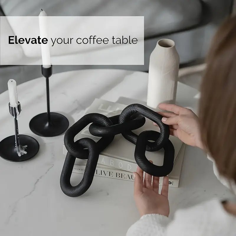 Handcrafted Boho - Chic Wooden Chain Link Decor Black - Urban Lifestyle Furniture Trading LLC