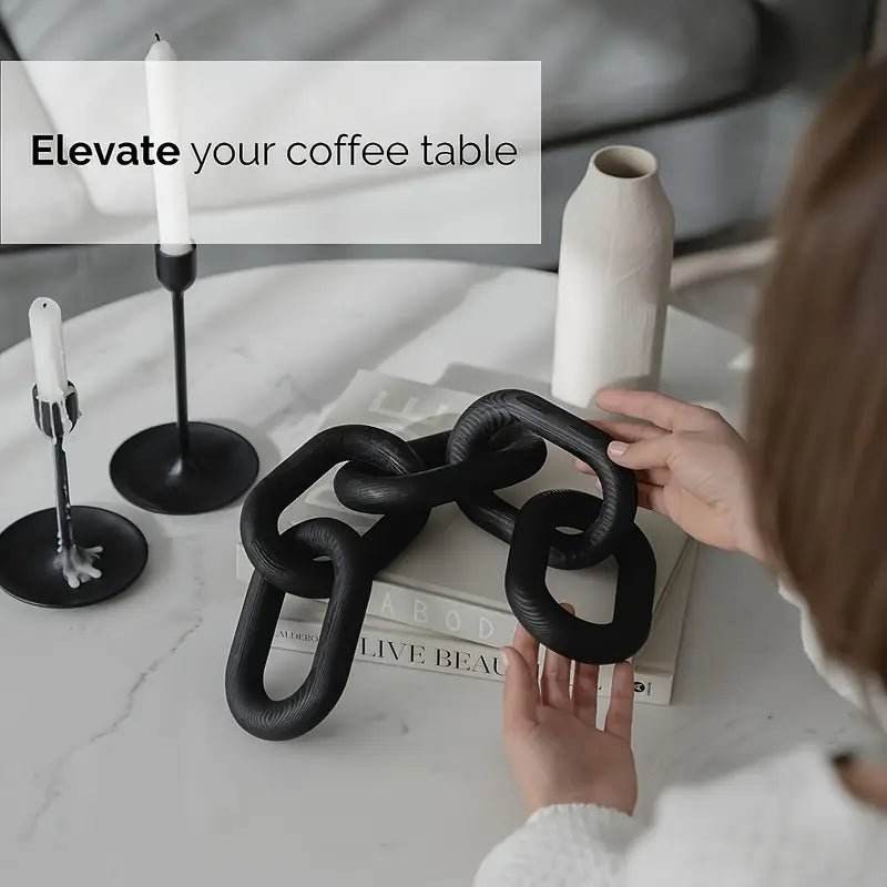 Handcrafted Boho-Chic Wooden Chain Link Decor Black - Urban Lifestyle Furniture