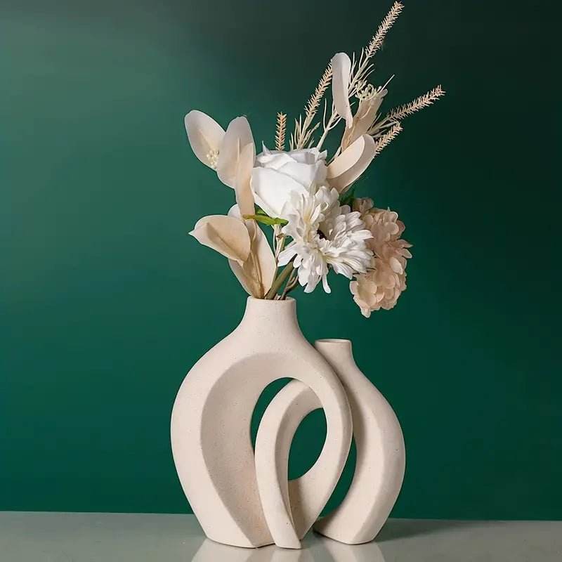Hollow Ceramic Vase Set Of 2 For Modern Home Decor - Urban Lifestyle Furniture