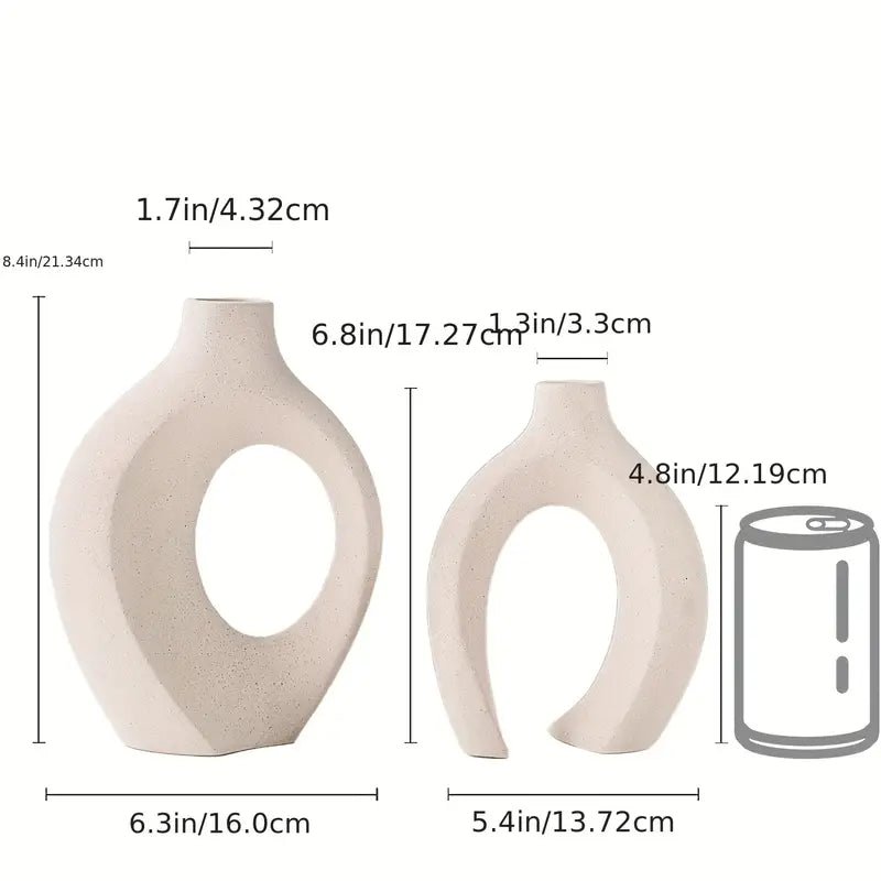 Hollow Ceramic Vase Set Of 2 For Modern Home Decor - Urban Lifestyle Furniture Trading LLC