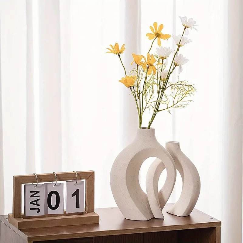Hollow Ceramic Vase Set Of 2 For Modern Home Decor - Urban Lifestyle Furniture