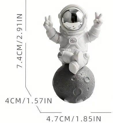 Modern Astronaut Figurine - Space-Themed Desk Decor with Golden Helmet & Marble Base - Urban Lifestyle Furniture