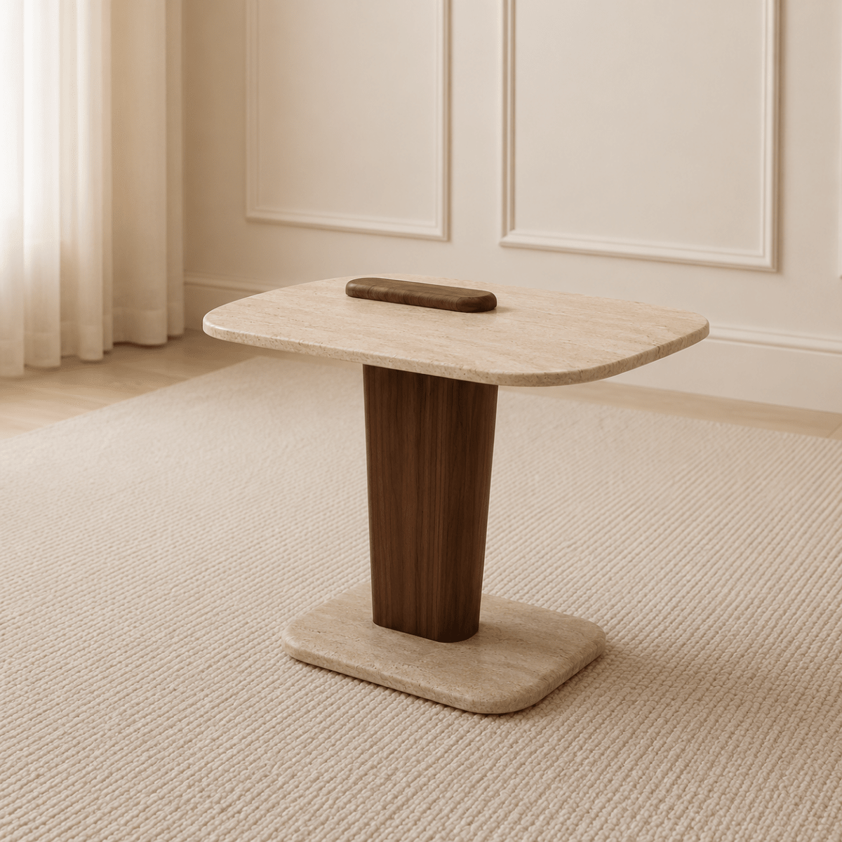 Mondo Coffee Table Set Walnut Travertine - Urban Lifestyle General Trading LLC