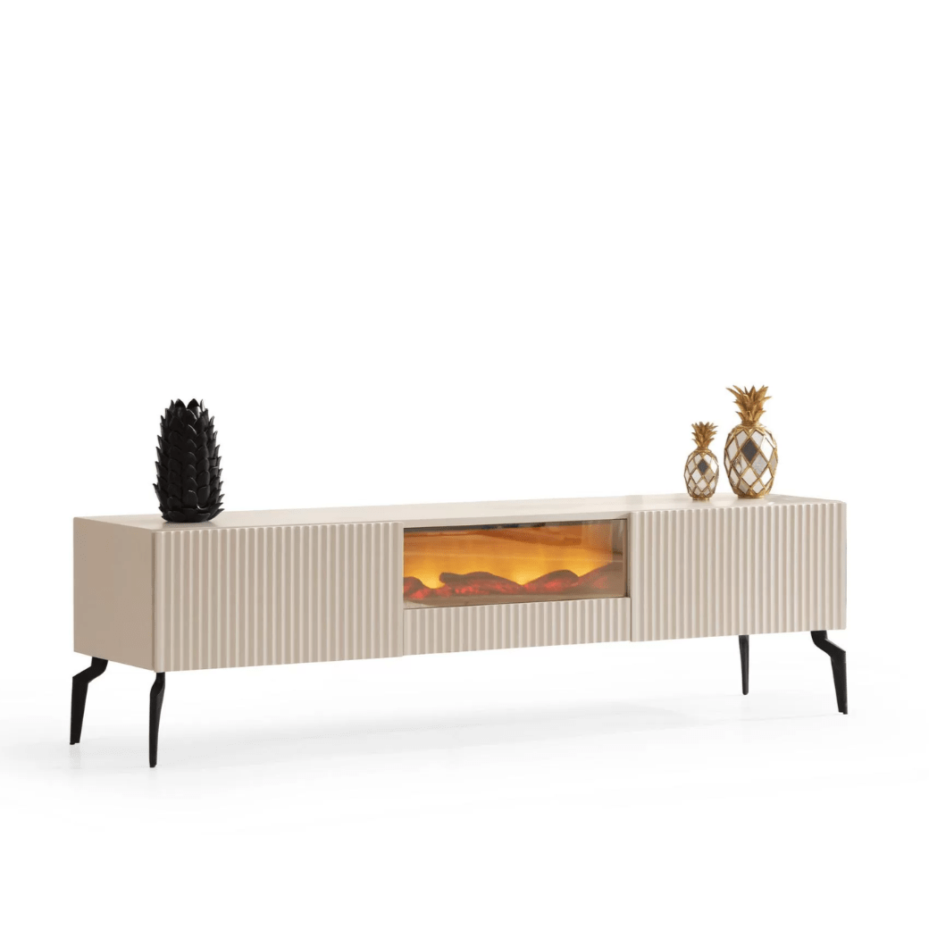 Myra Fire Tv Unit 200cm Cream - Urban Lifestyle Furniture