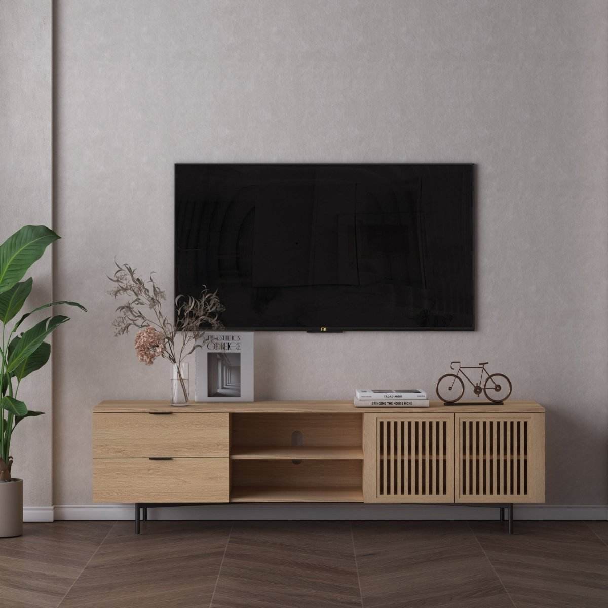 Parker Tv Unit Oak 200cm - Urban Lifestyle Furniture