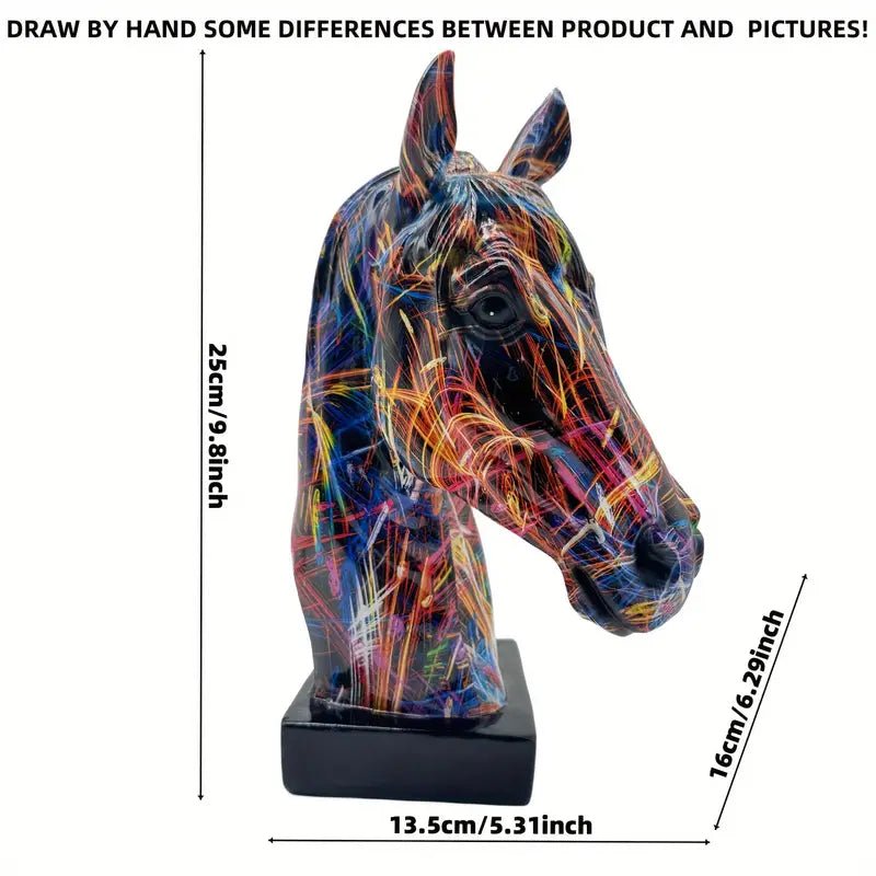 Resin Horse Head Figurine Graffiti - Urban Lifestyle Furniture Trading LLC