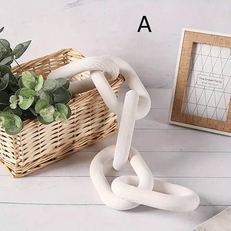 Rustic White Washed Pine Wood Chain Link Decor - Urban Lifestyle Furniture