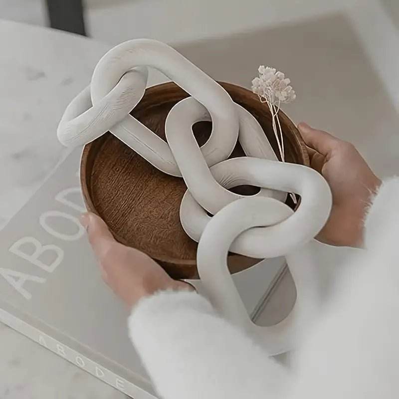 Rustic White Washed Pine Wood Chain Link Decor - Urban Lifestyle Furniture