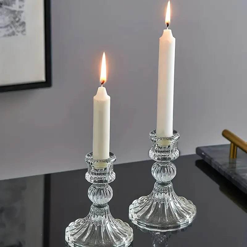 Scandinavian-Inspired Glass Diamond Candle Holder Set of 2 - Urban Lifestyle Furniture