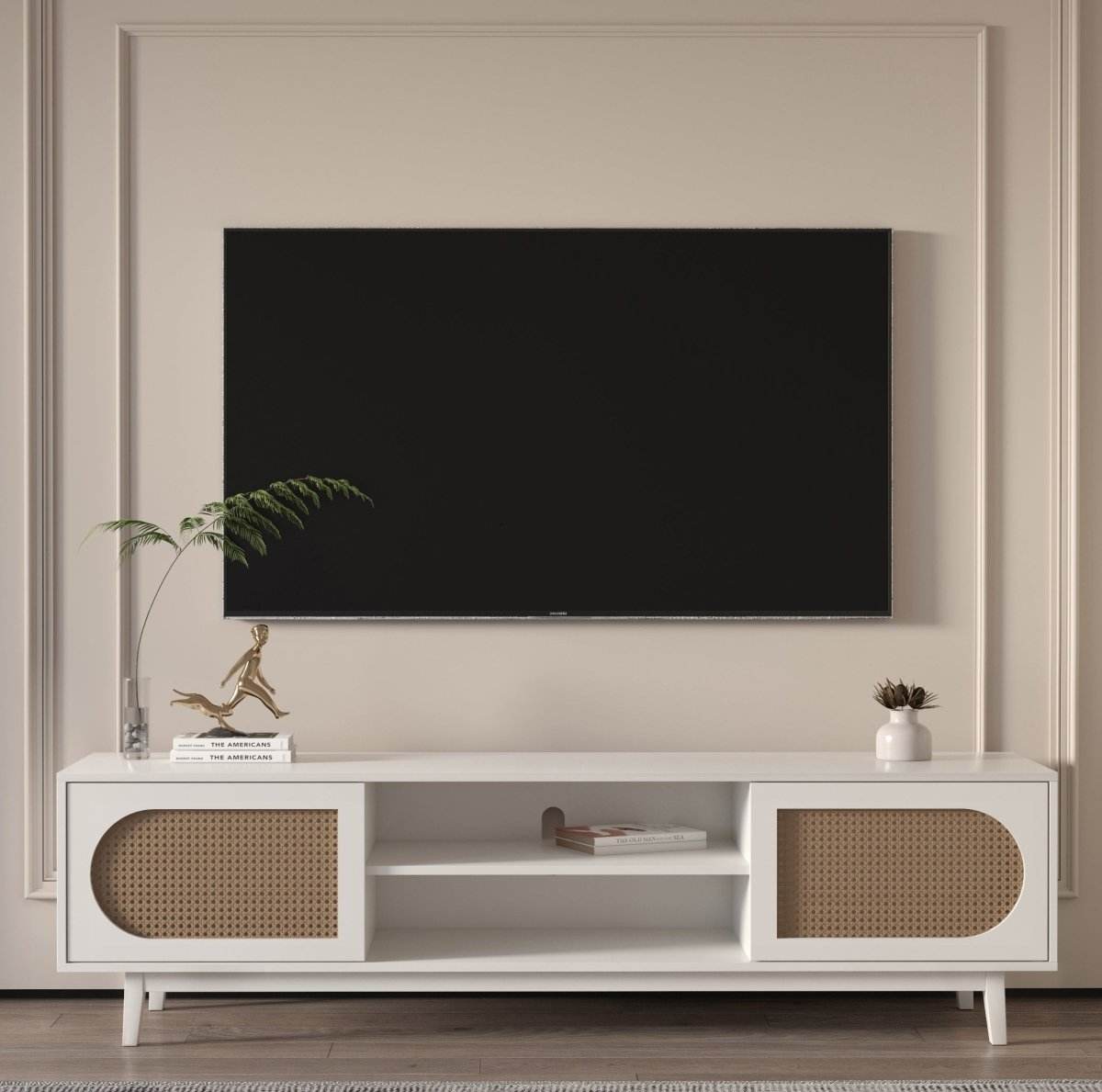 Sura Rattan Tv Unit White 200cm - Urban Lifestyle Furniture