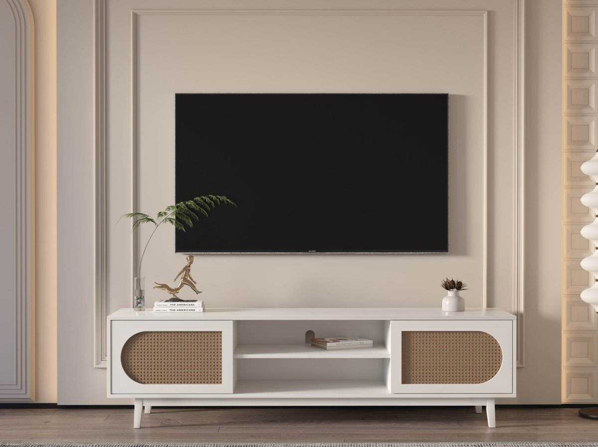 Sura Rattan Tv Unit White 200cm - Urban Lifestyle Furniture