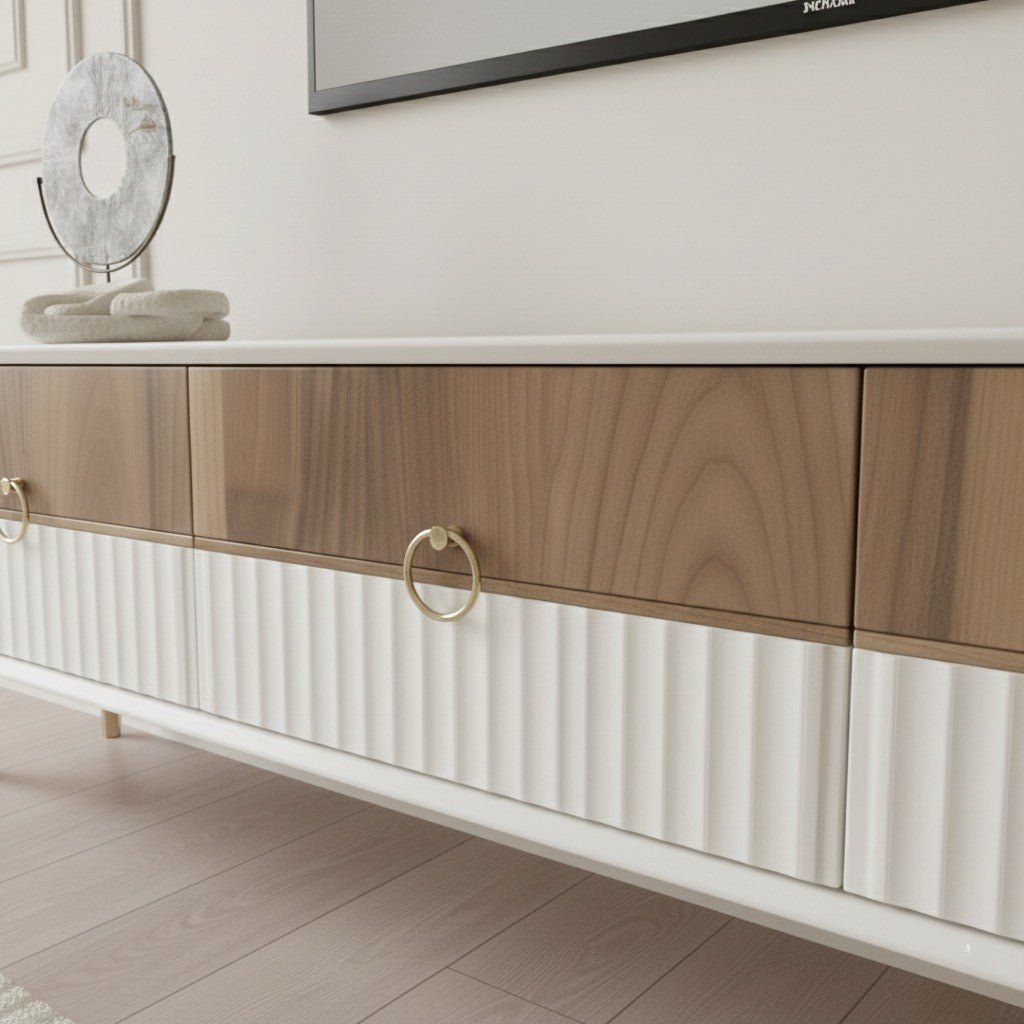 Texas Cream Walnut Tv Unit 200cm - Urban Lifestyle Furniture