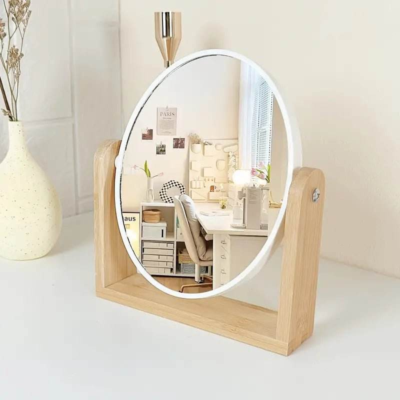 Wooden Frame Double-sided Makeup Mirror With Magnification - Urban Lifestyle Furniture