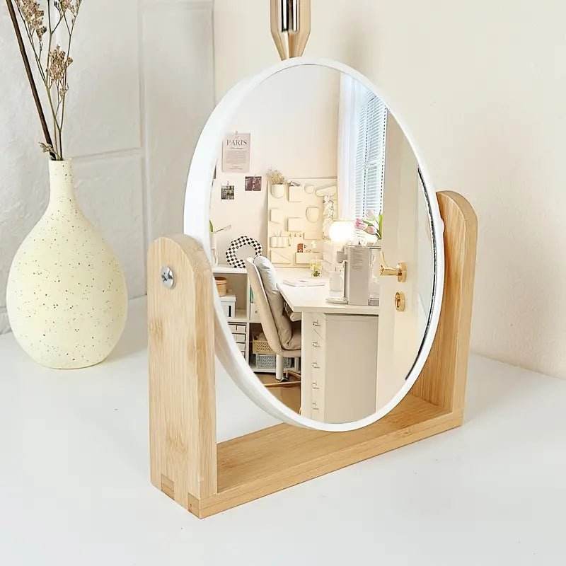Wooden Frame Double-sided Makeup Mirror With Magnification - Urban Lifestyle Furniture