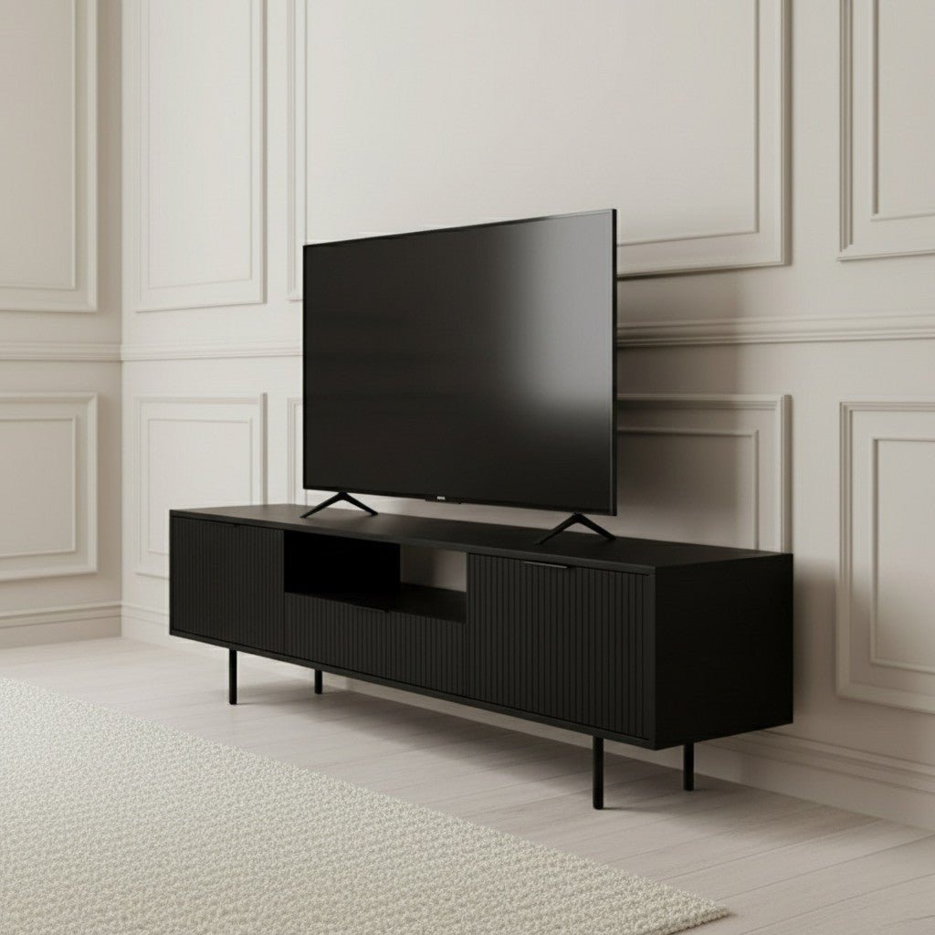 Zara Tv Unit Black 200cm - Urban Lifestyle Furniture