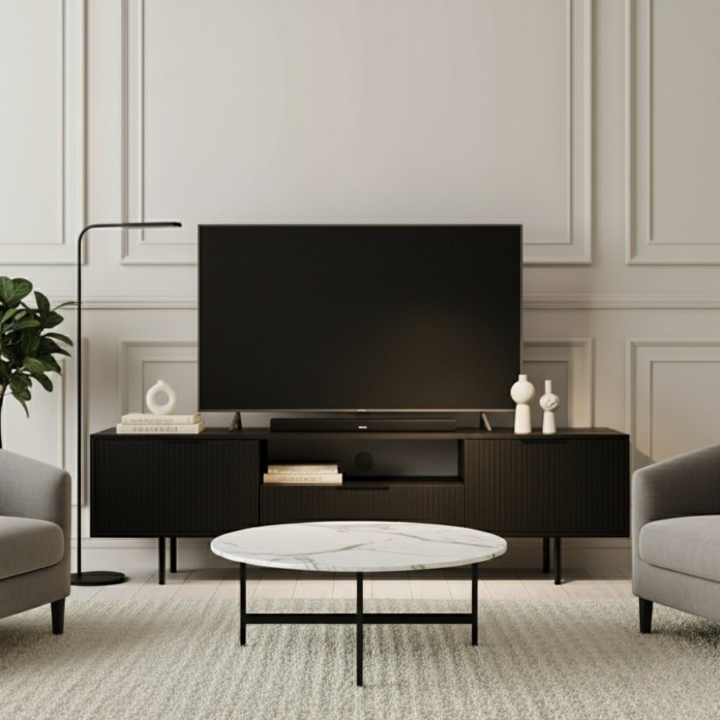 Zara Tv Unit Black 200cm - Urban Lifestyle Furniture