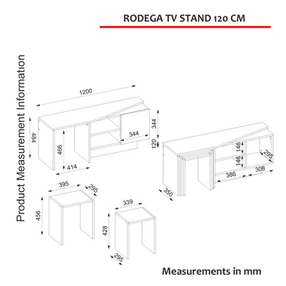 Rodega TV Stand with Nesting Tables