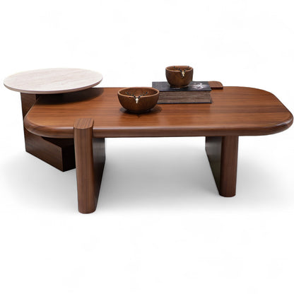 Volo Coffee Table Set Walnut Travertine